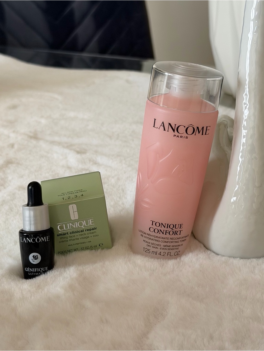 Lancôme & Clinique Skincare Bundle - Toner, Serum, Face Cream New